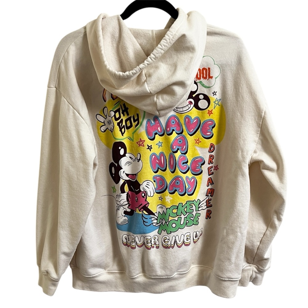 Disney Spread Positivity Mickey Mouse XL Off White Hooded Sweatshirt Hoodie